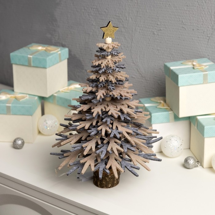 Набор для творчества &laquo;Ёлка серая&raquo; 18 &times; 36 &times; 18 см, дерево, текстиль, батарейки CR2032х2 (в комплекте), свечение тёплое белое