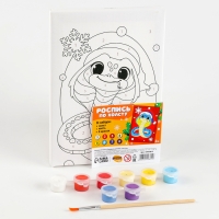 Картина по номерам на новый год на холсте с подрамником &laquo;Змейка в шапочке&raquo;, 21 х 15 см, символ года 2025