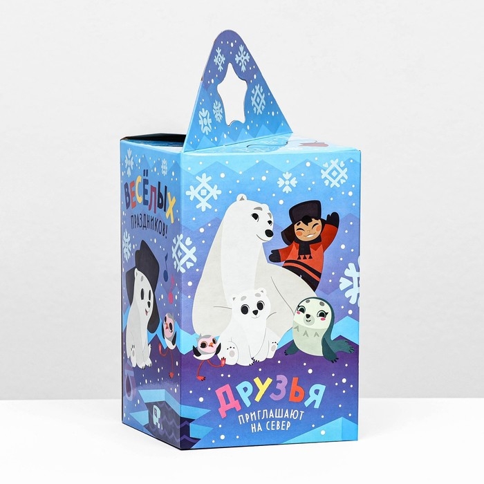 Новый год. Коробка подарочная складная "Умка" 11 х 11 х 17,2 см.