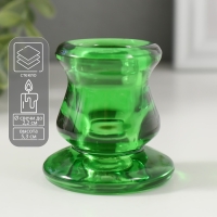 Подсвечник стекло на 1 свечу "Лучано" d=2,2 см прозрачный зелёный 5,5х5,2х5,3 см Подсвечник стекло на 1 свечу "Лучано" d=2,2 см прозрачный зелёный 5,5х5,2х5,3 см