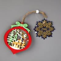 Ёлочная игрушка &laquo;Новогодний шар&raquo;, от батареек, свечение тёплое белое