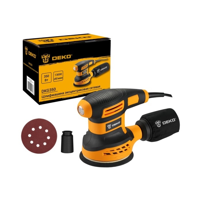 Шлифмашина эксцентриковая DEKO DKG350, сетевая, 350 Вт, 220 В, 125 мм, 13000 об/мин Шлифмашина эксцентриковая DEKO DKG350, сетевая, 350 Вт, 220 В, 125 мм, 13000 об/мин