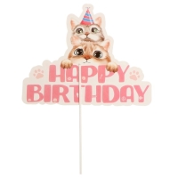 Набор топперов &laquo;С днём рождения. Котики&raquo;, набор 7 шт.