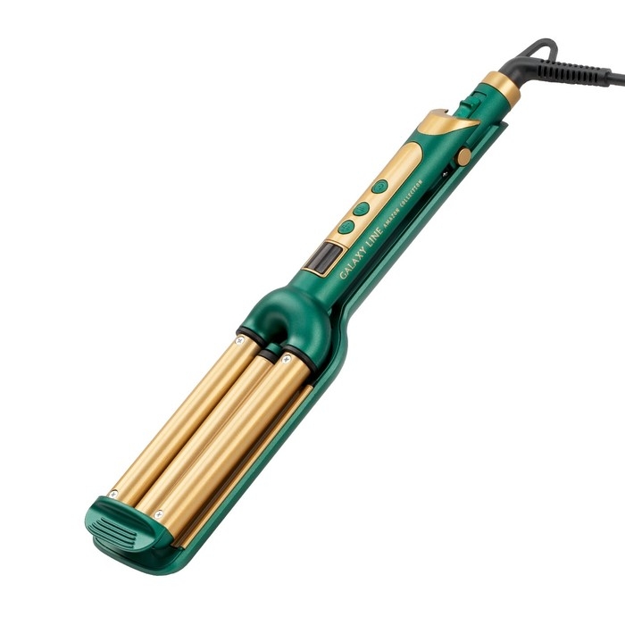 Стайлер Galaxy LINE GL 4648, 80 Вт, керамическое покрытие, d=16 мм, до 230&deg;C, зелёный