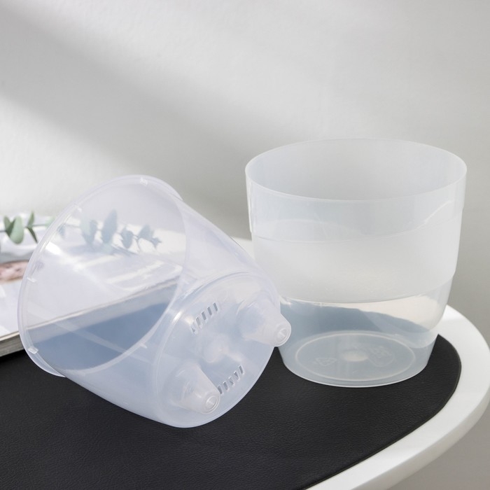 Кашпо для цветов со вставкой «Грация», 1,2 л, цвет прозрачный Кашпо для цветов со вставкой «Грация», 1,2 л, цвет прозрачный