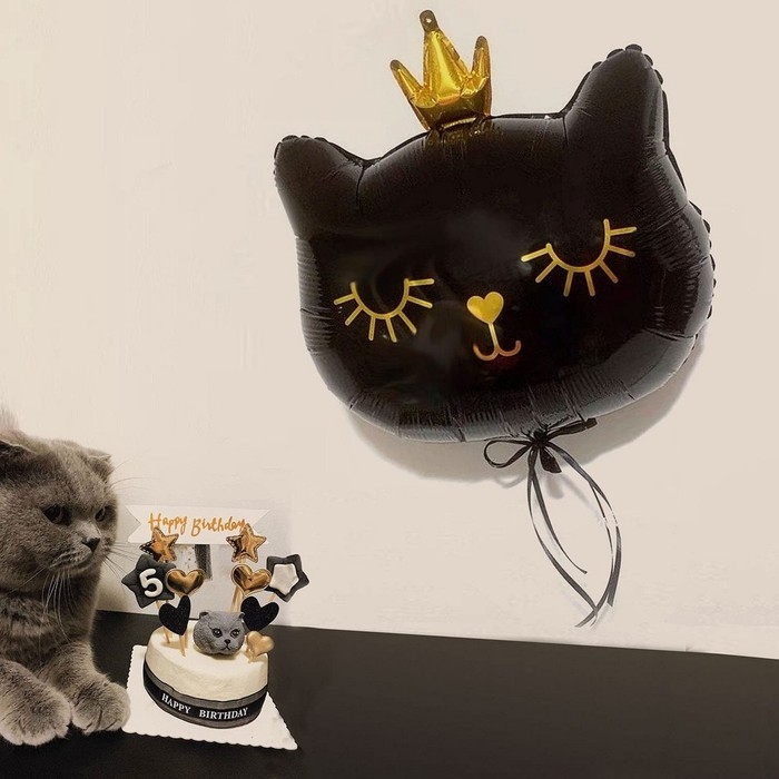 Воздушный шар фольгированный 18" &laquo;Кошечка-королева чёрная&raquo;, фигура