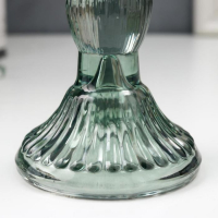 Подсвечник стекло на 1 свечу "Колонна с шарами" синий-зелёный прозрачный 15,5х8,5х8,5 см