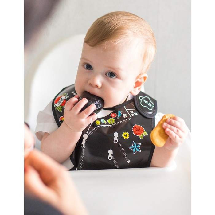 Нагрудник для кормления «Rock star» непромокаемый на липучке, с карманом Нагрудник для кормления «Rock star» непромокаемый на липучке, с карманом