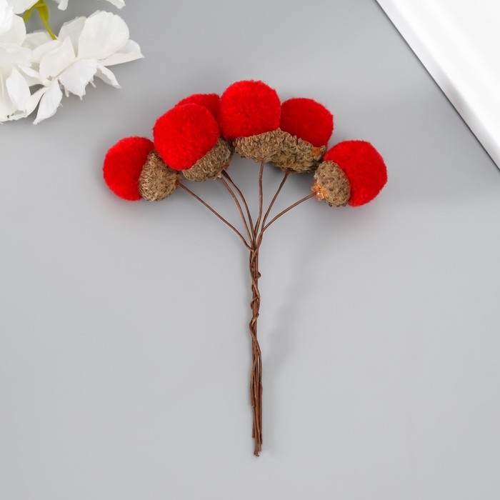 Цветы для декорирования Цветы для декорирования "Хлопчик" красный 1 букет= 6 веточек d=2 см 11 см