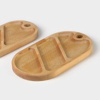Набор деревянных менажниц и сервировочных досок на подставке Adelica, 3 шт, 25&times;14 см, 23&times;12 см, 21&times;10 см