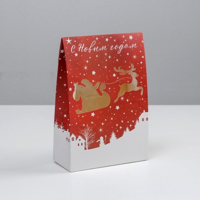 Коробка подарочная новогодняя складная &laquo;С Новым годом&raquo;, 15 х 7 х 22 см, Новый год