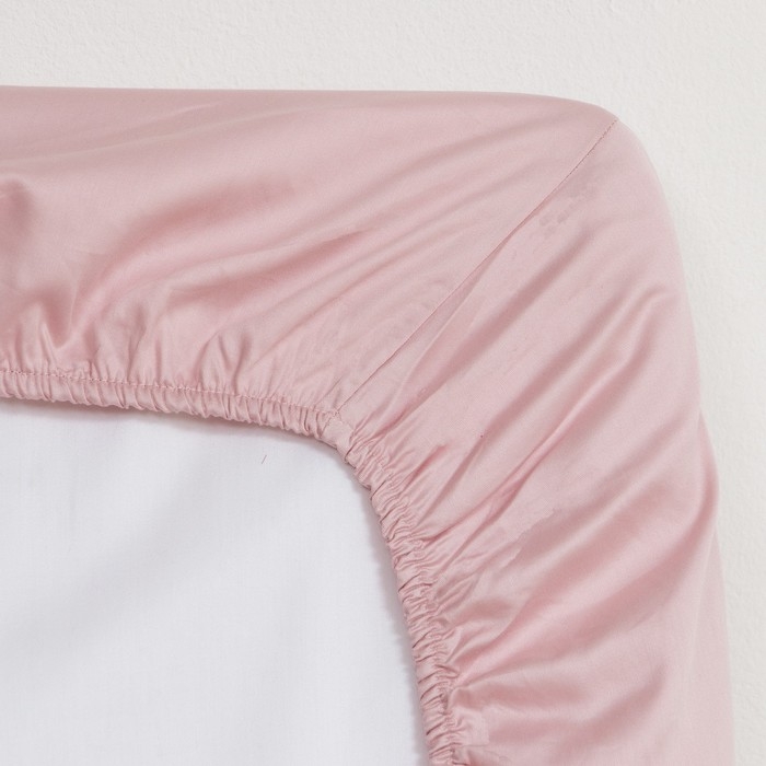 Простыня на резинке Pink rose 160х200х25 см, 100% хлопок, мако-сатин, 114г/м2