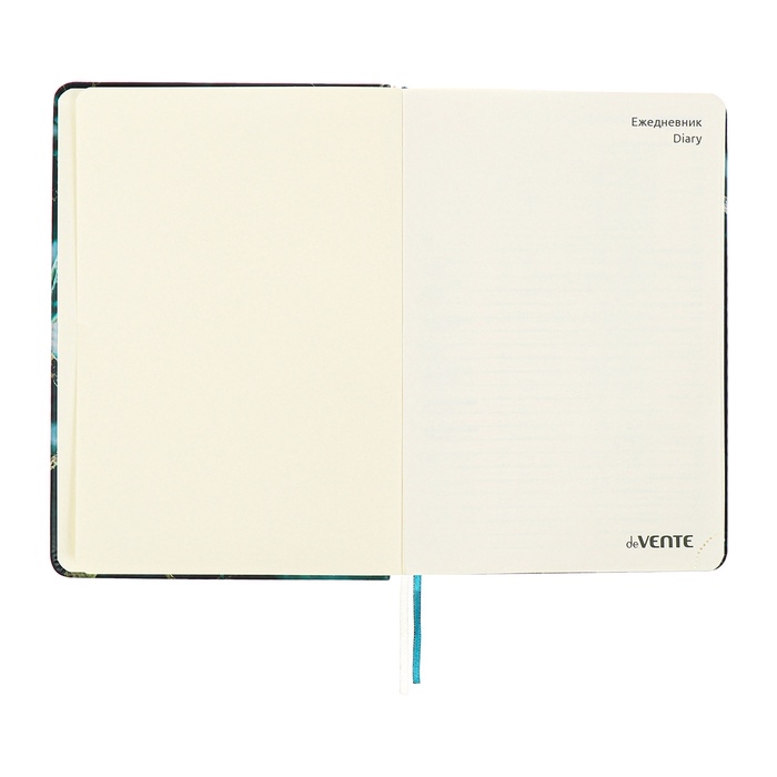 Ежедневник недатир A5 136л кожзам deVENTE. Marble,тв обл с пор,тис ф,перф,ляс,кр бл70,зел