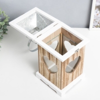 Подсвечник дерево, стекло "Фонарик любви" 15х15х30,5 см Подсвечник дерево, стекло "Фонарик любви" 15х15х30,5 см