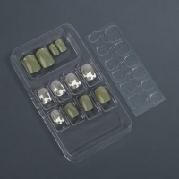 Накладные ногти &laquo;Хакки&raquo;, 12 шт, с клеевыми пластинами, форма мягкий квадрат, цвет зелёный/белый