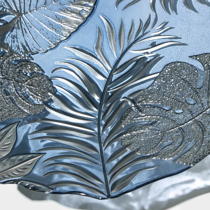 Салатник стеклянный &laquo;Арабис&raquo;, d=33 см, цвет голубой