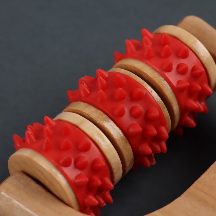 Массажёр - роллер, с шипами, универсальный, деревянный, 14,5 × 8 × 2 см, цвет МИКС Массажёр - роллер, с шипами, универсальный, деревянный, 14,5 × 8 × 2 см, цвет МИКС