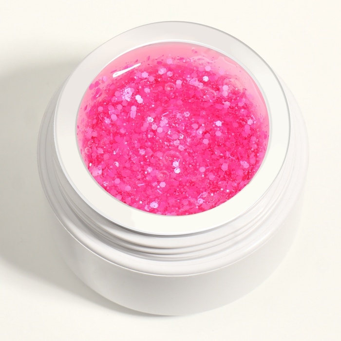 Гель для наращивания, с блёстками, 3-х фазный, 15 гр, LED/UV, прозрачный, розовый Гель для наращивания, с блёстками, 3-х фазный, 15 гр, LED/UV, прозрачный, розовый