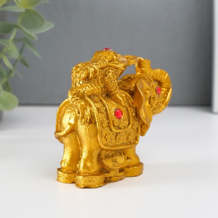 Нэцке полистоун бронза Нэцке полистоун бронза "Слон с денежной жабой на спине" 7,5х9,3х5,2 см