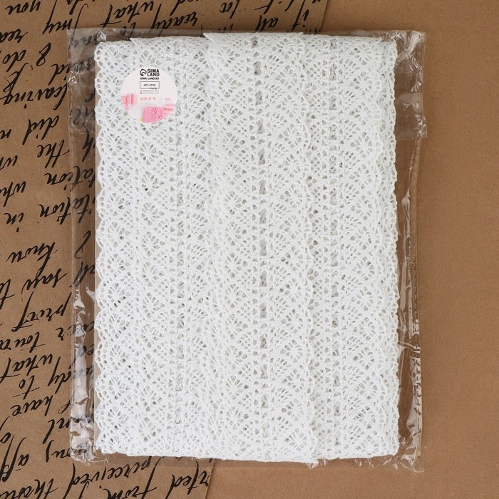 Кружево вязаное, 45 мм &times; 10 &plusmn; 1 м, цвет белый