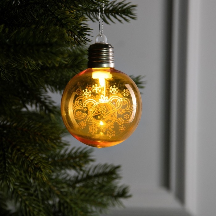 Ёлочный шар &laquo;2023&raquo;, батарейки, 1 LED, свечение тёплое белое