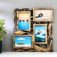 Фоторамка пластик на 4 фото 10х15 см "Рыбалка" золото 37х34х2 см Фоторамка пластик на 4 фото 10х15 см "Рыбалка" золото 37х34х2 см