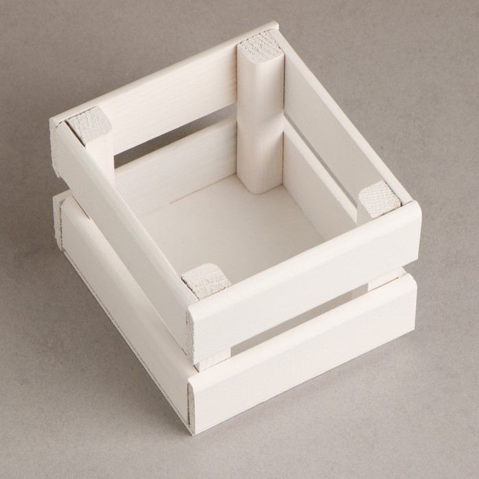 Кашпо деревянное 12×11×9 см Кашпо деревянное 12×11×9 см "Однушка Лайт", двухреечное, белый Дарим Красиво