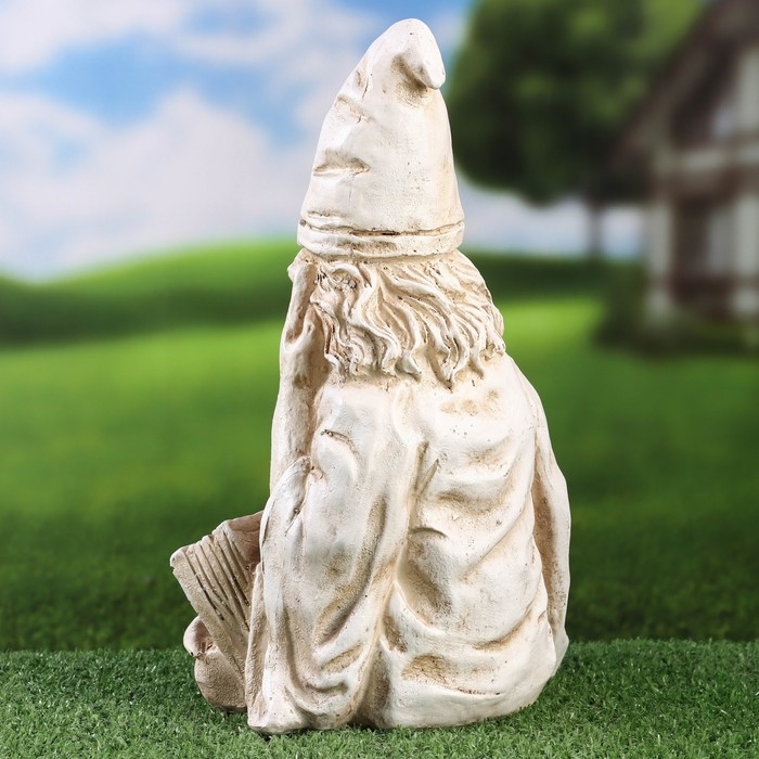 Садовая фигура Садовая фигура "Умный гном" серый камень, 18х15х29см