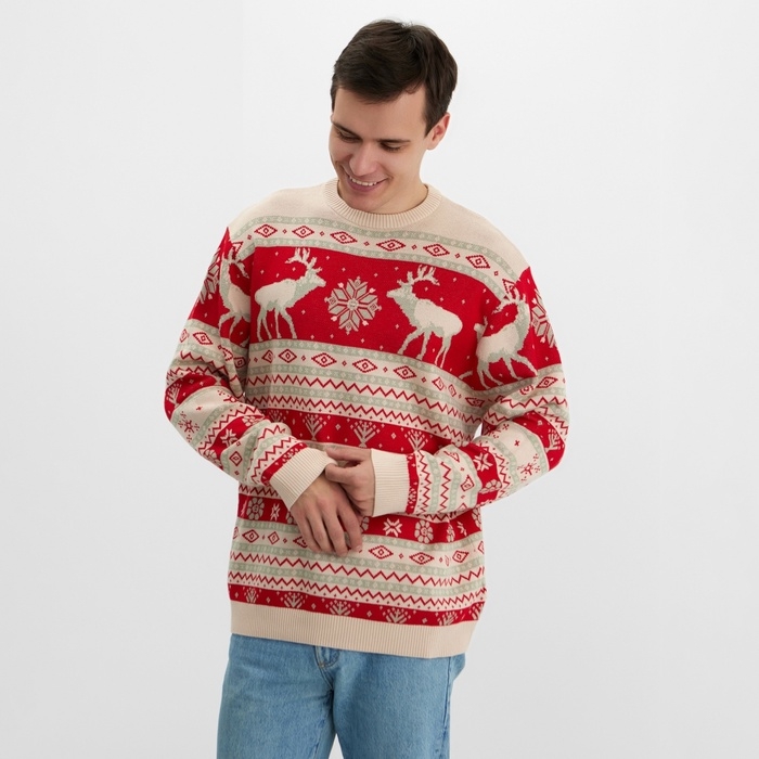 Новый год. Джемпер вязаный KAFTAN Scandinavia размер 56, красный