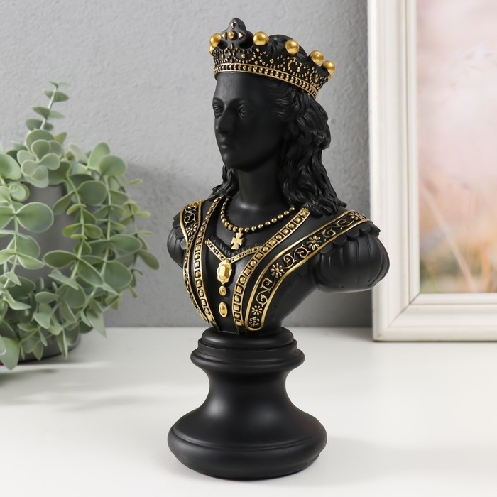 Сувенир полистоун Сувенир полистоун "Бюст. Королева" чёрный с золотом 9х12,5х22 см