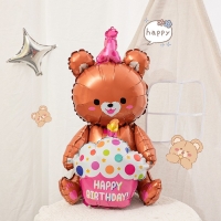 Шар фольгированный 28" «Мишка с подарком», бурый Шар фольгированный 28" «Мишка с подарком», бурый