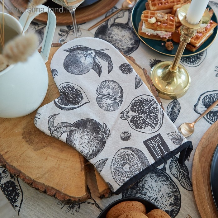 Варежка-прихватка "Healthy life" 20х28см,саржа, 100% хлопок, ватин 250г/м2