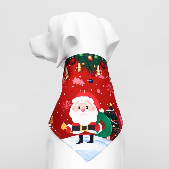 Новый год. Бандана для животных Новый год. Бандана для животных "Дед Мороз", размер S (ОШ до 42 см)