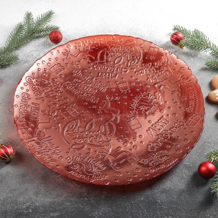 Тарелка подстановочная &laquo;Новый Год&raquo;, d=35 см, цвет красный