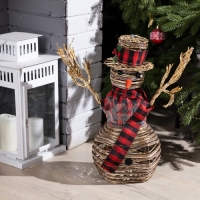 Светодиодная фигура &laquo;Снеговик&raquo; 24 &times; 50 &times; 15 см, текстиль, металл, батарейки ААх2 (не в комплекте), свечение тёплое белое