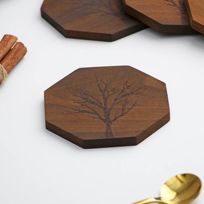 Набор подставок под кружки Magistro &laquo;Древо&raquo;, 4 шт, акация