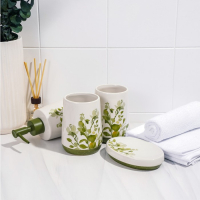 Наборы аксессуаров для ванной комнаты &laquo;Весна&raquo;, 4 предмета (дозатор 400 мл, мыльница, 2 стакана), цвет белый