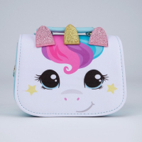 Сумка детская для девочки &laquo;Единорог&raquo;, отдел на молнии, цвет белый/голубой, 16х6,5х12 см