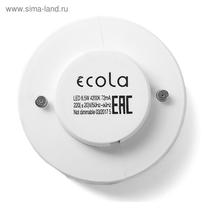 Лампа светодиодная Ecola, GX53, 8.5 Вт, 4200 K, 220 В, 27x75 мм, матовое стекло