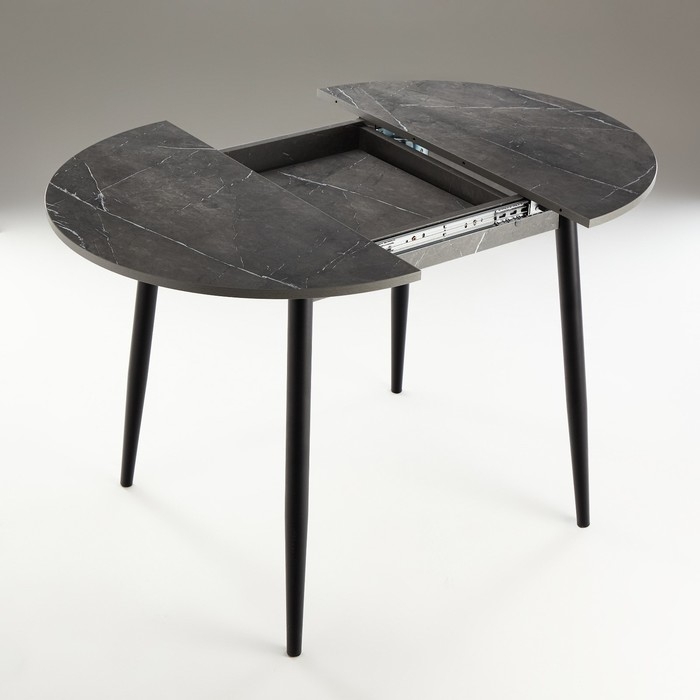 Стол раздвижной круглый Стол раздвижной круглый "Орион мини", 800/1110х800х750, ноги металл черные/Каспий тёмный