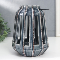 Подсвечник керамика на 1 свечу "Фонарь с вырезами" серый 19х14х14 см Подсвечник керамика на 1 свечу "Фонарь с вырезами" серый 19х14х14 см