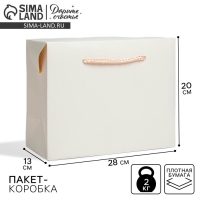 Пакет&mdash;коробка, подарочная упаковка, &laquo;Белый&raquo;, 28 х 20 х 13 см