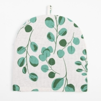 Грелка на чайник Доляна "Эвкалипт" 28х28 см, 100% хлопок, рогожка 164 г/м2