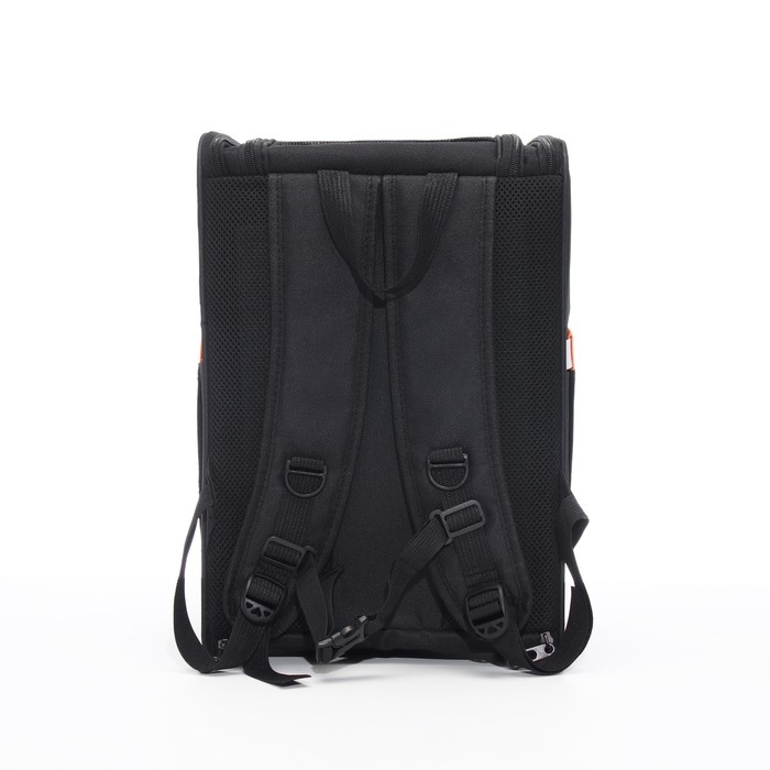 Рюкзак для переноски кошек и собак, БРЕЗЕНТ, 30*27*40 см, чёрно-оранжевый