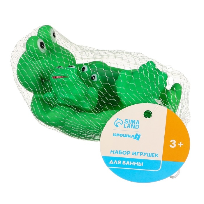 Набор резиновых игрушек для ванны &laquo;Мыльница: Лягушка&raquo;, 14 см, с пищалкой, 4 шт, Крошка Я