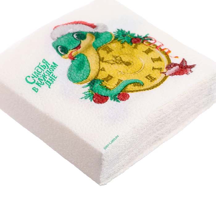 Салфетки новогодние бумажные «С Новым годом: змея», однослойные, 24х24 см, 20 шт. Салфетки новогодние бумажные «С Новым годом: змея», однослойные, 24х24 см, 20 шт.