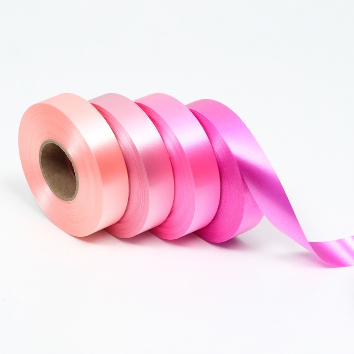 Лента для декора и подарков, розовый МИКС, 2 см х 45 м Лента для декора и подарков, розовый МИКС, 2 см х 45 м