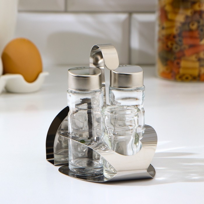 Набор для специй на подставке, 4 предмета: солонка, перечница, салфетница, ёмкость для зубочисток Набор для специй на подставке, 4 предмета: солонка, перечница, салфетница, ёмкость для зубочисток