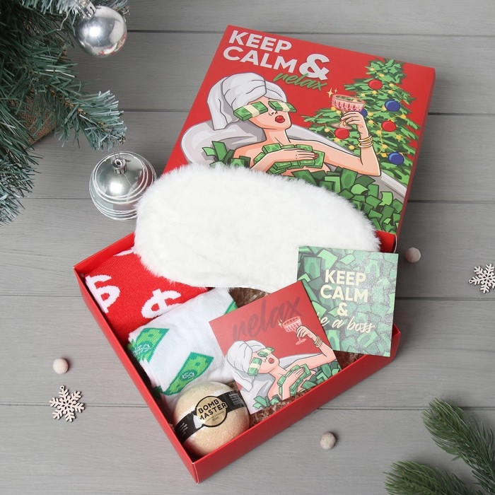 Новогодний подарочный набор KAFTAN Новогодний подарочный набор KAFTAN "Relax" носки, размер 36-39 (23-25 см), бомбочка для ванн