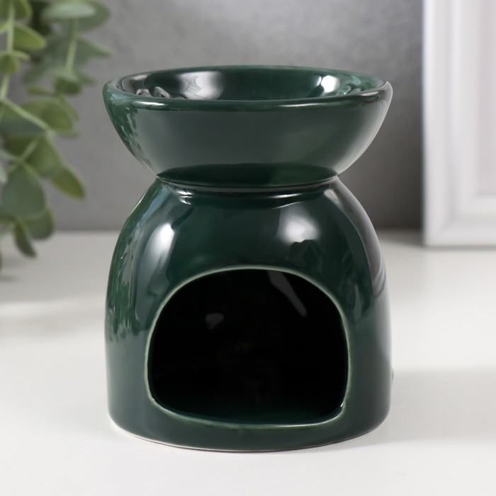 Аромалампа керамика "Стрекоза на цветке"зелёная 7,2х7,2х8,3 см